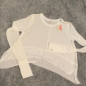 Free People White Long Sleeve Tee